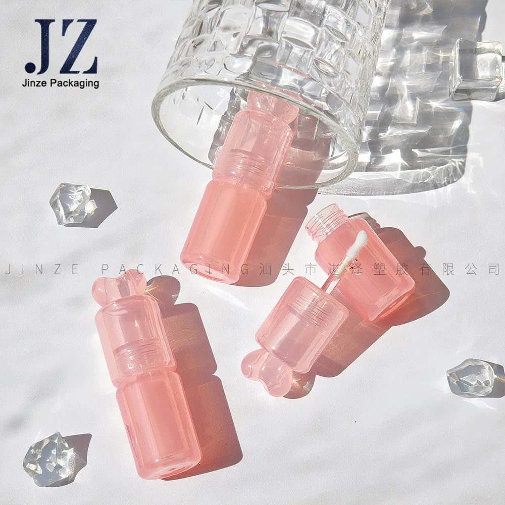 

10pcs Round Lip Gloss Tube with Crystal Pink Heart Cap, 3.4ml Plastic Empty Container for Cosmetic DIY