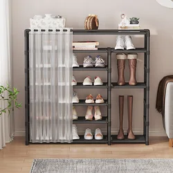 Rack De Armazenamento De Sapatos Com Cortina, Várias Camadas, Organizador De Sapatos, Casa, Interior, Dormitório, Gabinete De Economia De Espaço