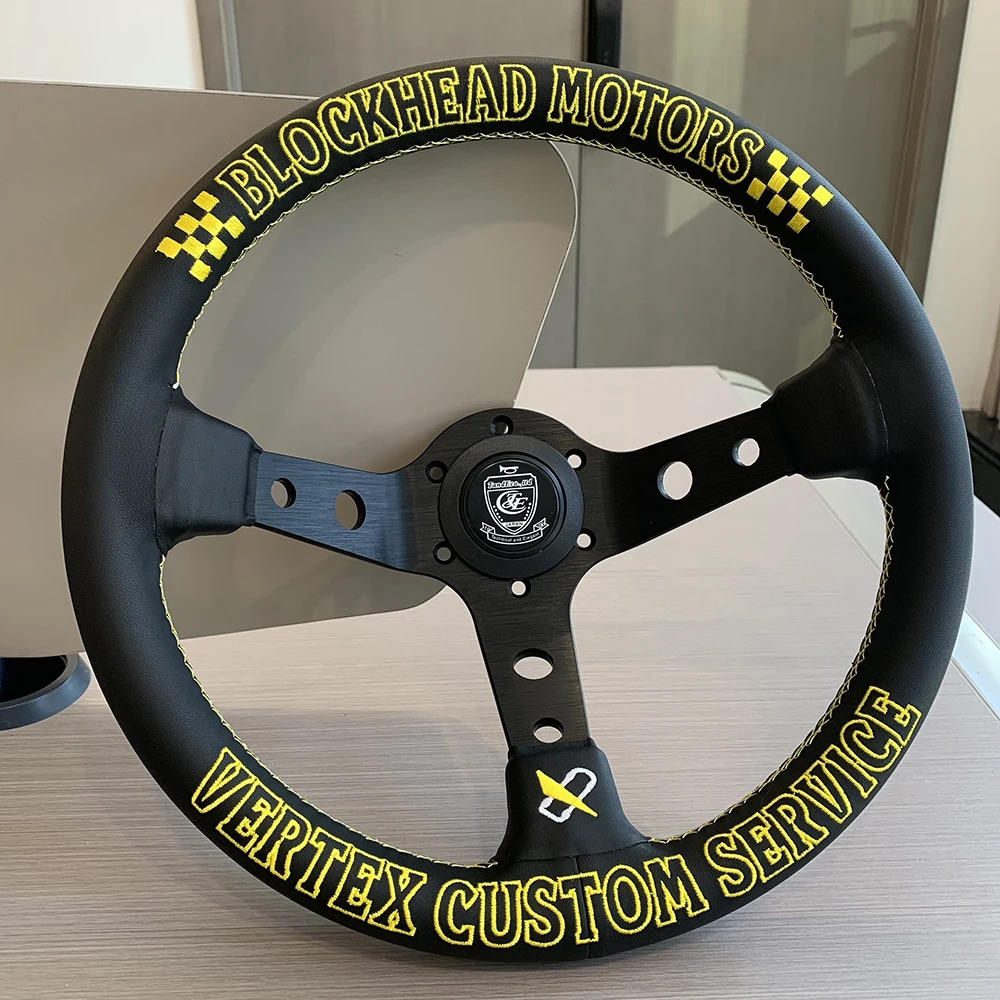 

TIYPEOR Latest Version VERTEX 320mm Diameter Microfiber Leather Car Steering Wheel JDM Deep Dish Drift Steering Wheel Volante