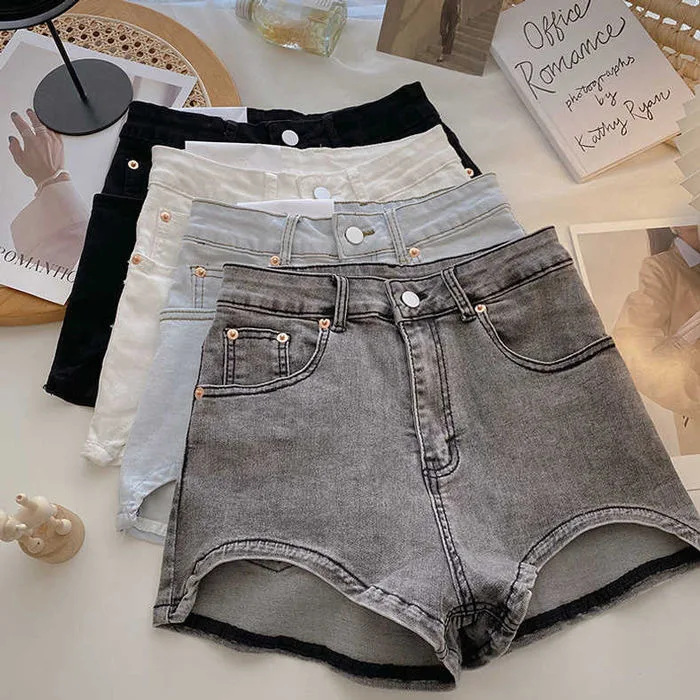 

Girls' Summer New Denim Shorts Korean Version High Waisted Elastic Slim Fit Denim Shorts Fashion and Solid Color Pants