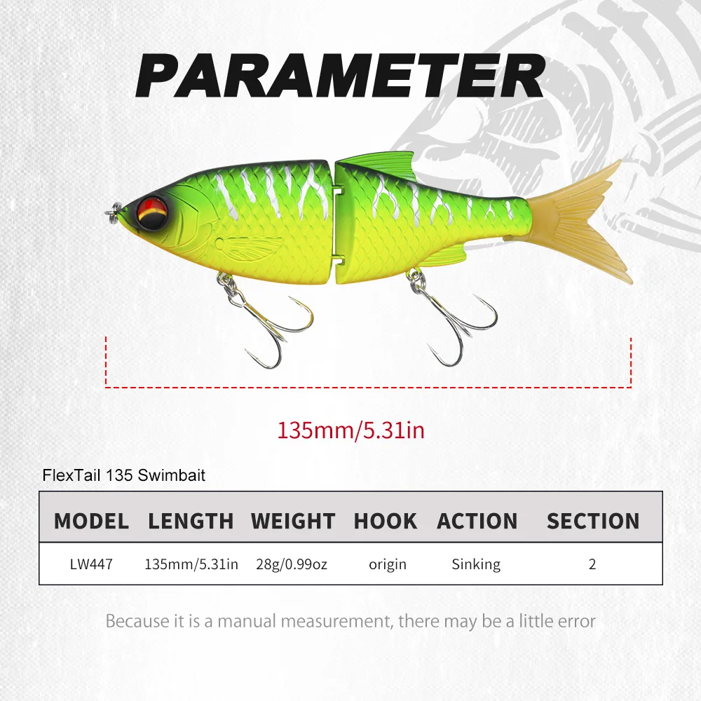 Hunthouse Swimbait Fishing Lure 2 Section FLEXTAIL Sinking Hard Bait 135mm/28g Pencil Wobblers Artificial Saltwater Bass Tackle
