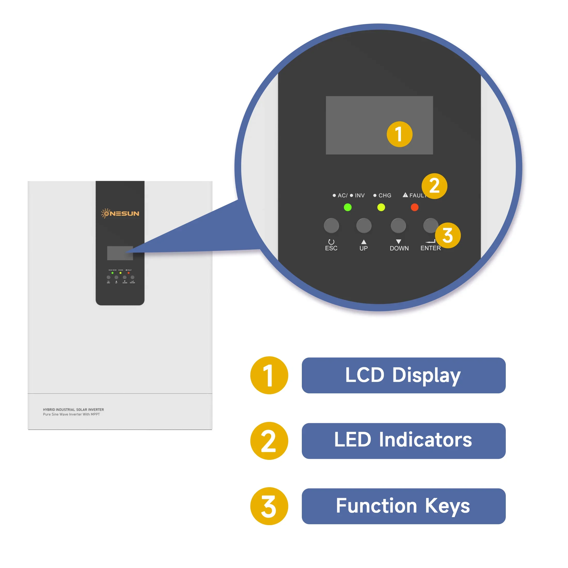 Onesun Industrial Frequency Inverter 10 Kw Solar Inverter On Off Grid Hybrid