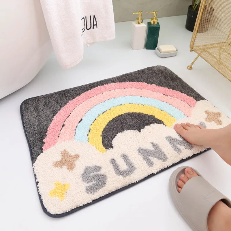 Flocking Absorbent Non-Slip Floor Mat Nebula Series Bathroom Plush Floor Mat Home Decoration Door Mat