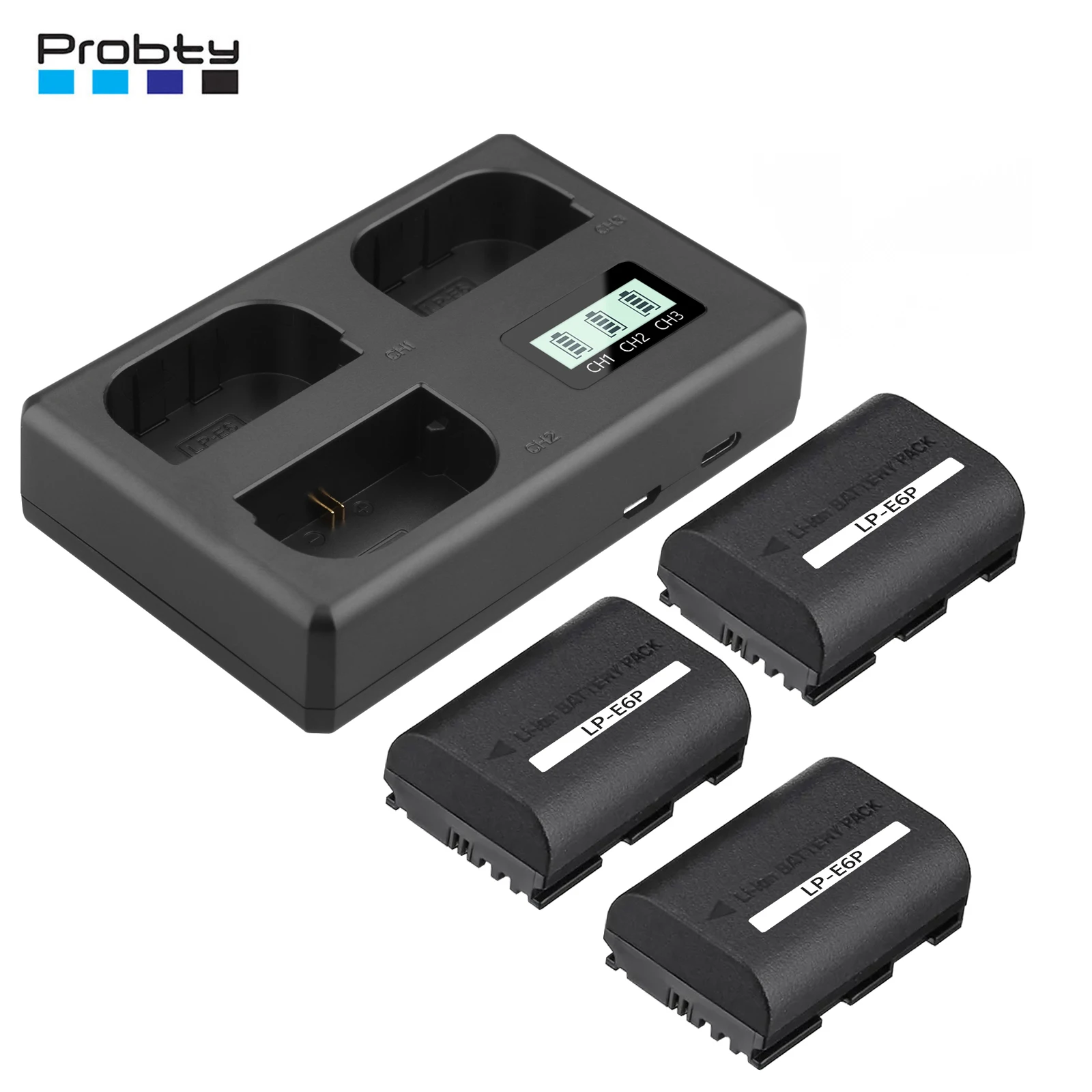 Probty LP-E6P Battery 2400mAh LP E6P Bateria for Canon EOS R5 Mark II,R5,R6,R6 Mark III ,R7,5D Mark II Mark III ,6D,7D,80D,90D