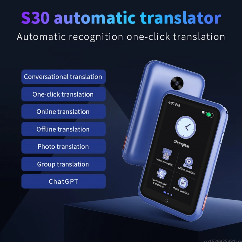 

CJSD-S30 Voice Translator Chatgpt Multi-Language 4G SIM Realtime Translation Device For Travel Learner Intelligent Translated