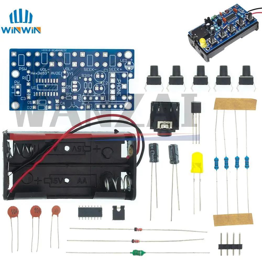 Zestawy elektroniczne DIY Bezprzewodowy moduł odbiornika stereo FM PCB 76 MHz-108 MHz DC 1,8 V-3,6 V
