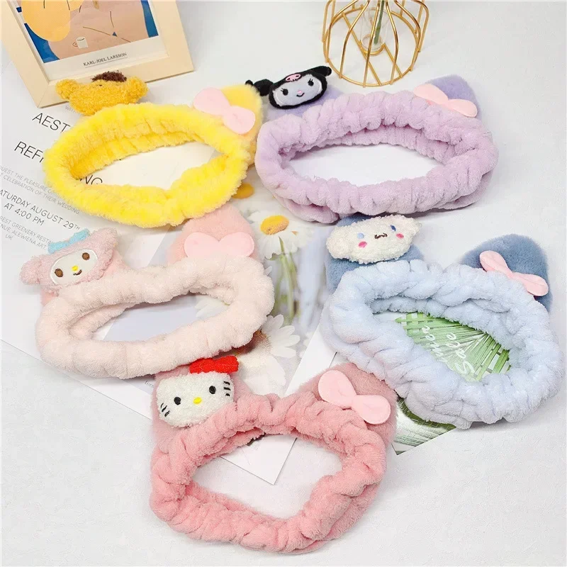 Sanrio Kuromi Headband Cute Melody Cinnamoroll Face Wash Makeup Headband Ins Kawaii Hair Tie Beautiful Gift Cute Girly Heart