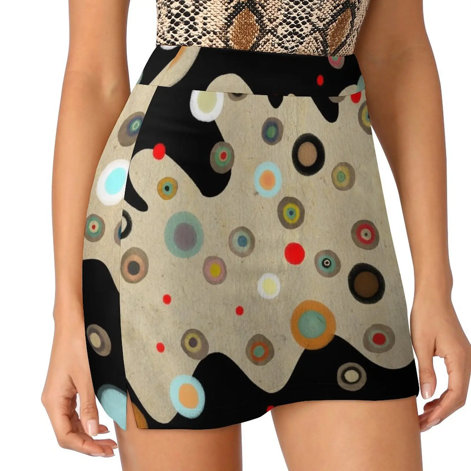 Asimetric Black Happy Old Circles Mini Skirt Skirt pants women's golf wear summer