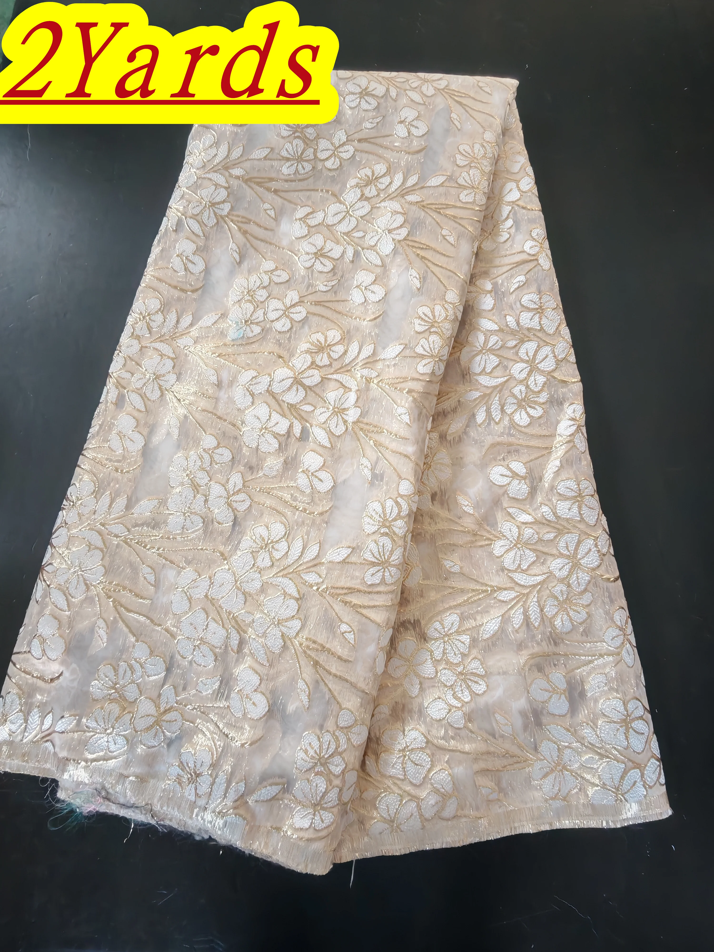 

2026 Роскошное нигерийское жаккардовое кружево высокого качества, 2 ярда, африканская парчовая кружевная ткань из органзы, французское тюлевое кружевное вечернее платье