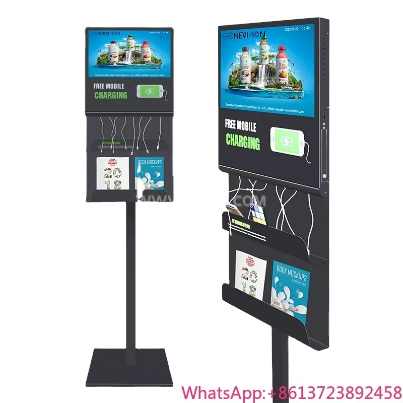 

21.5 Inch Mall Mobile Phone Charging Station With Advertising Display Screen Advertising Kiosk USB Charger for Shopping Mall