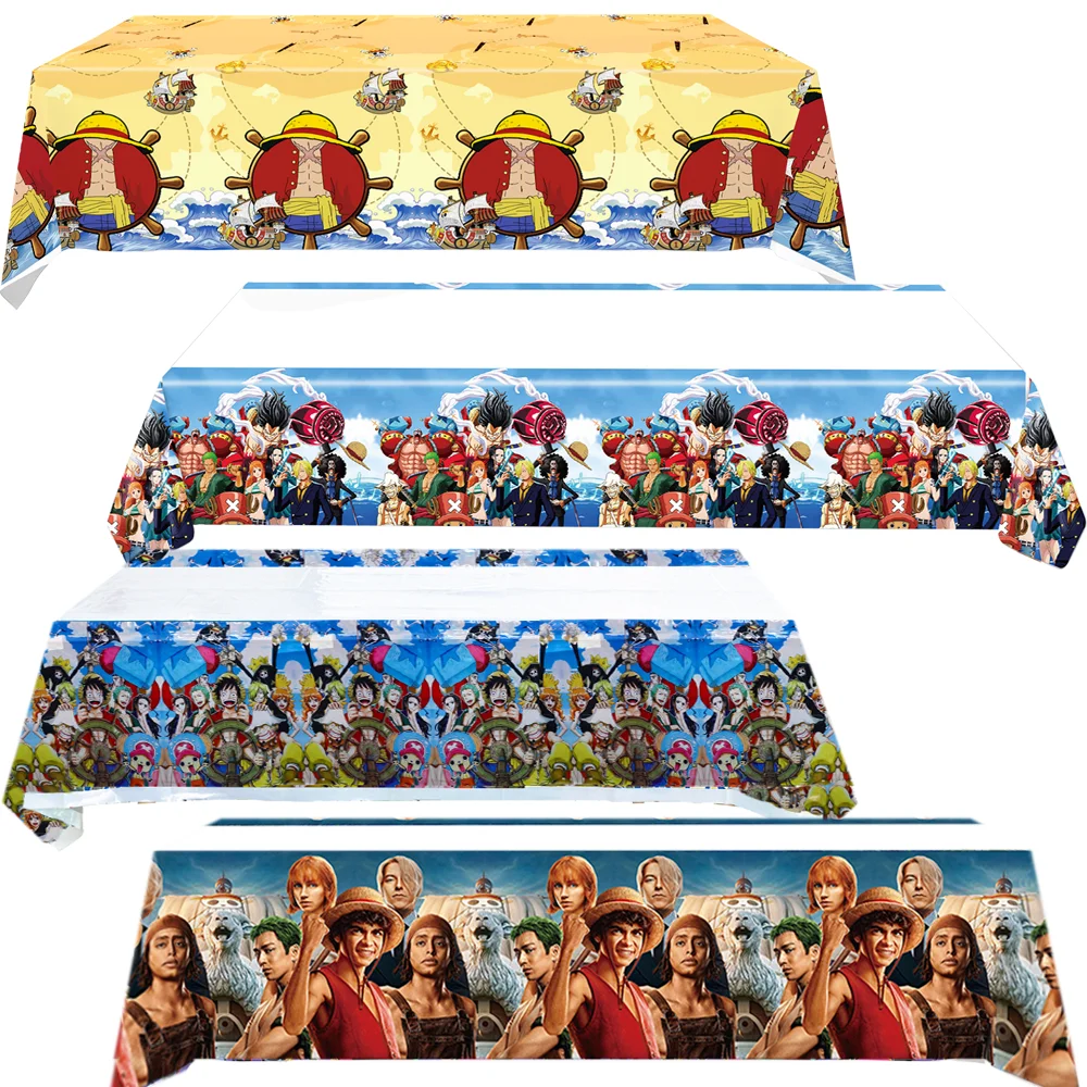 Cartoon One Piece Tablecloth Birthday Party Decor Disposable Table Cloth Luffy Table Cover Baby Shower Kids Favors Supplies