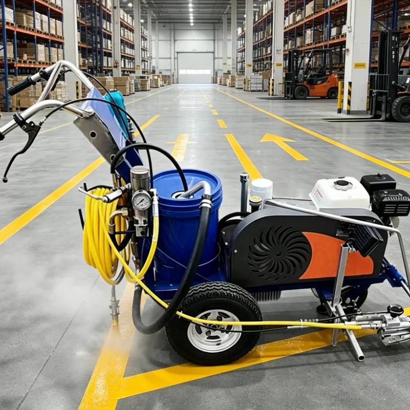 Versatile Hand‑Push Cold Plastic Road Marking Machine, Airless Sprayer for Road, Warehouse and Parking Lot Marking Applications