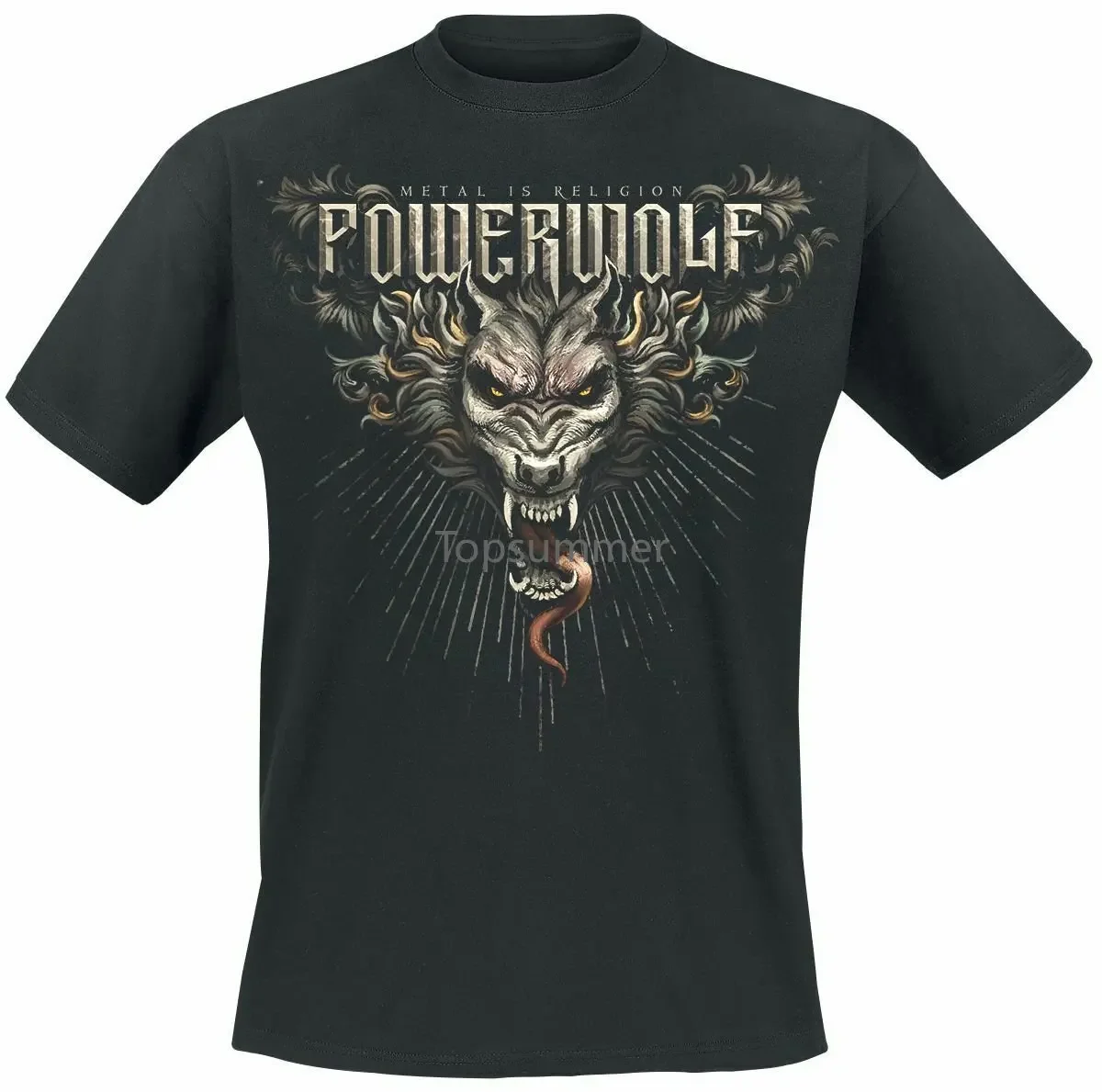 Powerwolf Dracul Wolf T-Shirt Black Design Style New Fashion Short Sleeve Round Neck Crazy Top Tee Basic Models T Shirt