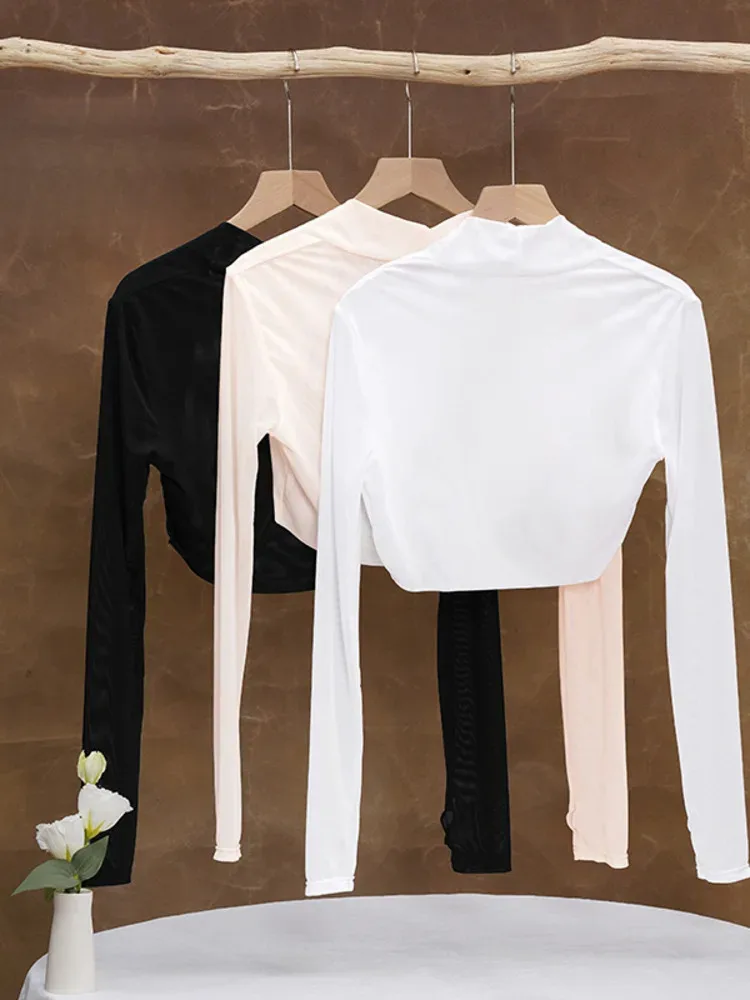 Einfarbiger Mesh-Langarmschal für Balletttanz, leichter, atmungsaktiver Wickeltuch für Bühnenauftritte und Übungskleidung