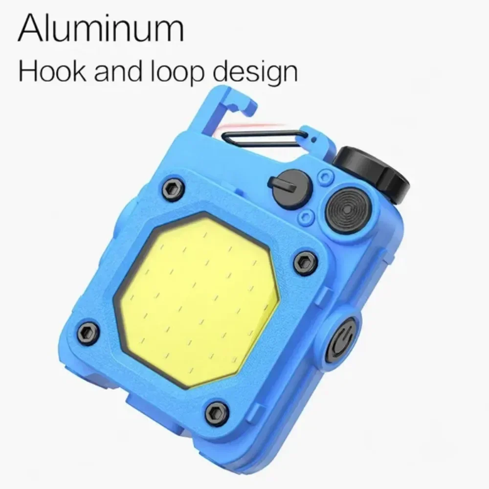 Rechargeable COB Pocket Flashlight Hands-Free Keychain Ultra Bright LED Work Light 6 Modes Type C Fast Charging