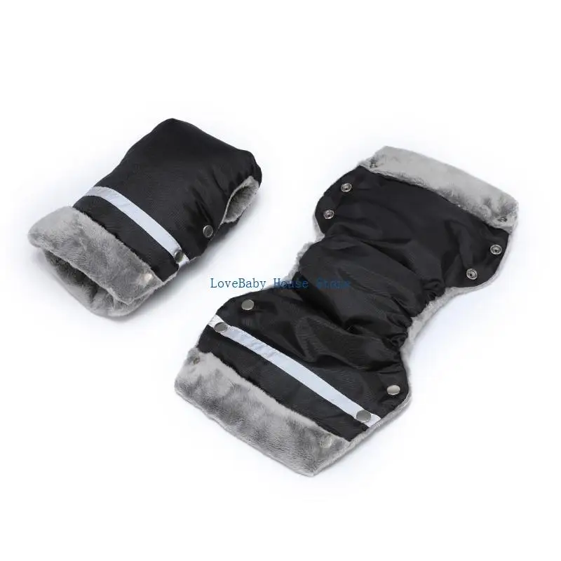 BX0D 1 par guantes impermeables para cochecito bebé manoplas cálidas invierno con adornos reflectantes decoración para