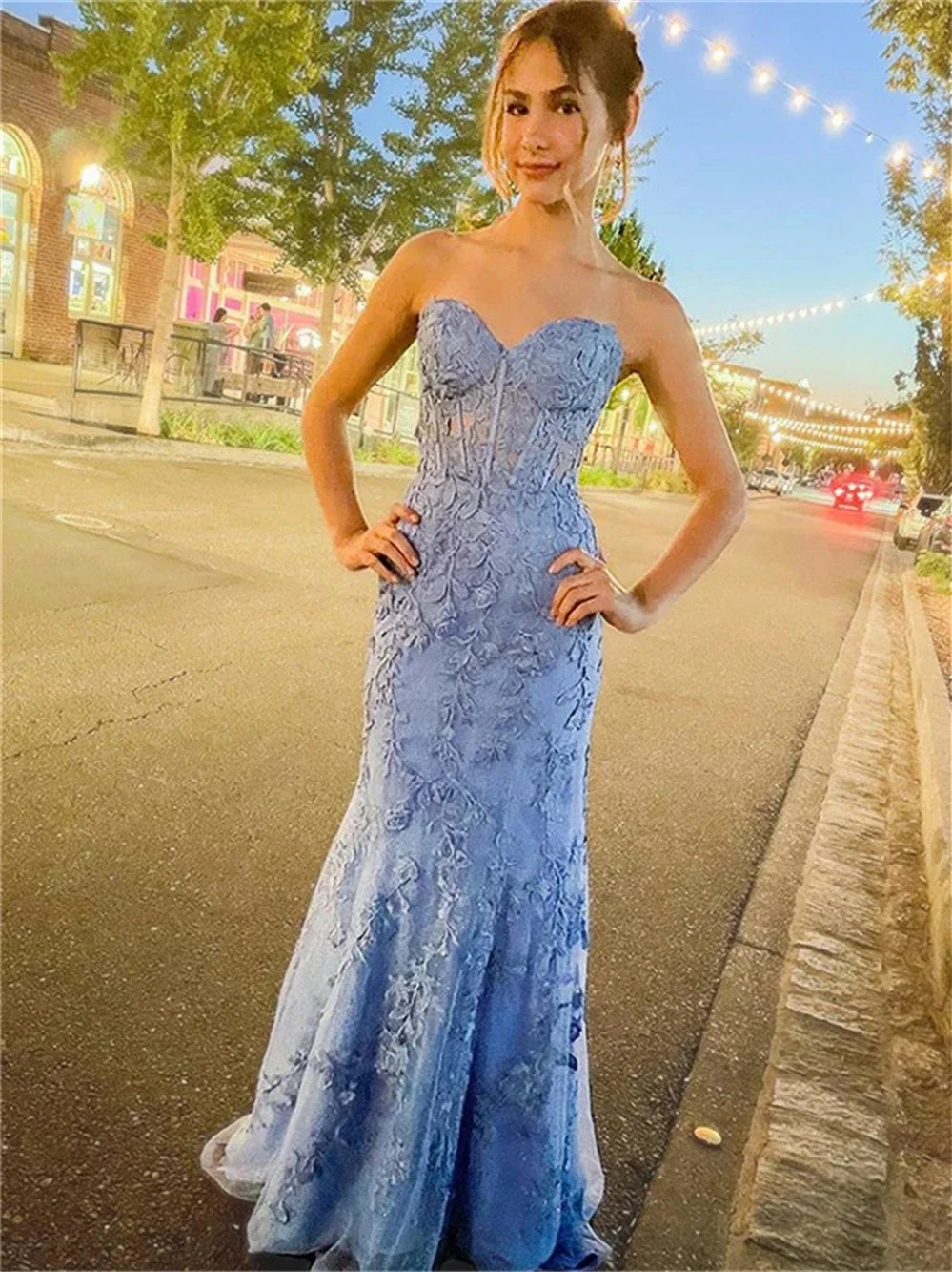 Oisslec Prom Dresses Simple Exquisite Sweetheart Mermaid Applique Tulle Formal Occasion Gown vestido de 15 quinceañera ערב שמöl