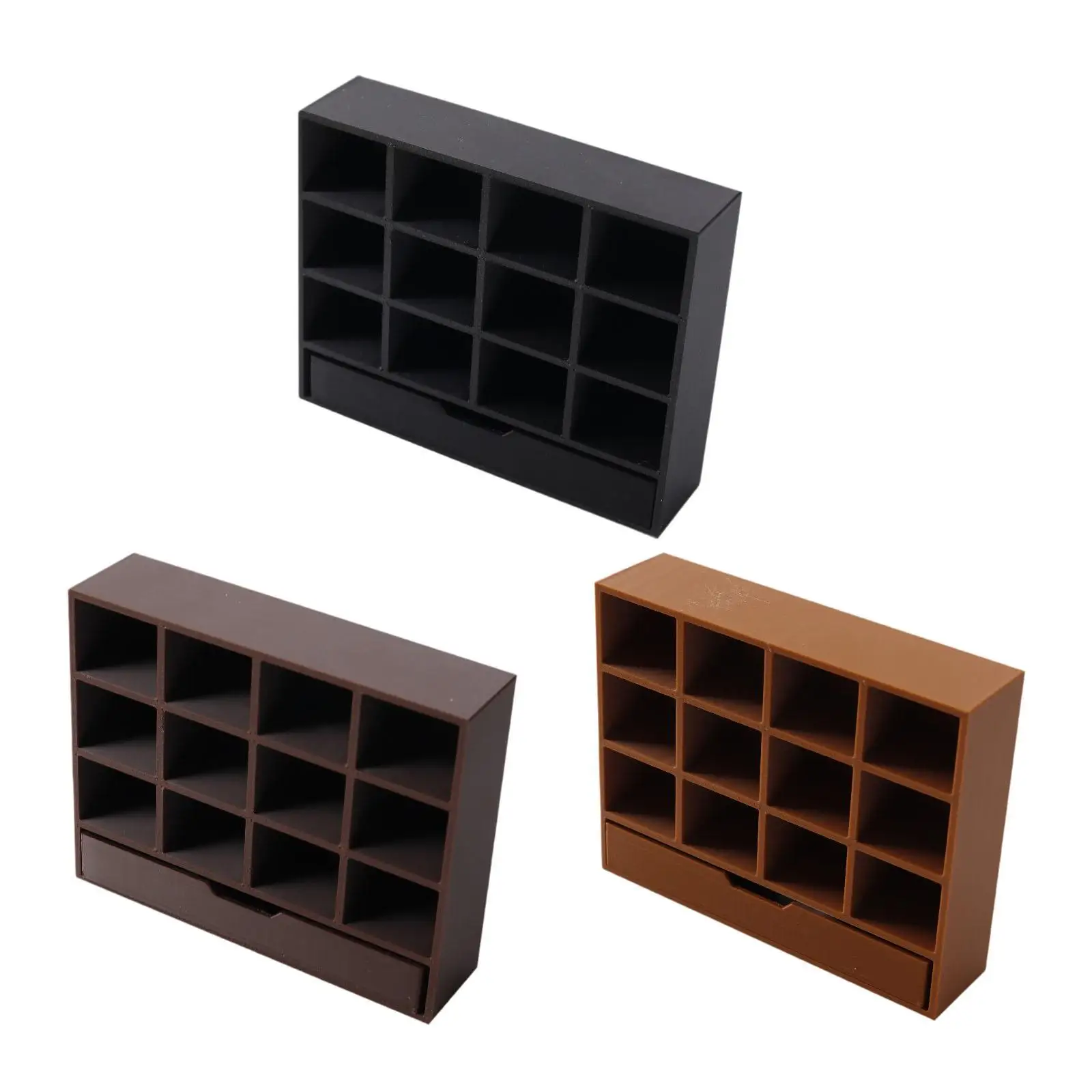 

1/12 Display Cabinet Craft Mini Organizer Showcase Miniature Furniture Model with 12 Grid for Building Model Train Architectural