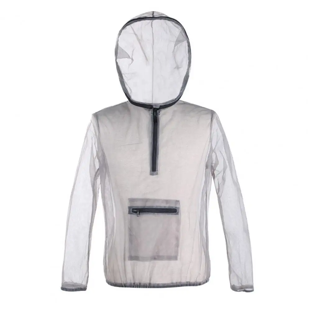 

Outdoor Ultralight Mesh Hooded Bug Jacket Mesh Net Anti-mosquito Clothes Double Zipper Super Soft Mesh Insect Protective Jacket