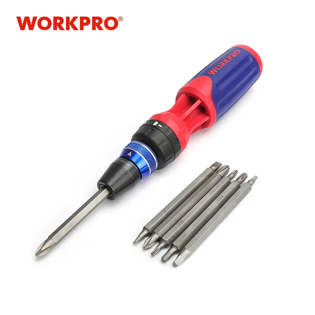 WORKPRO Wkrętak grzechotkowy 12 w 1 z funkcją szybkiego ładowania Narzędzia ręczne dla mechaników Zestaw wkrętaków kwadratowych Phillips Torx z rowkiem