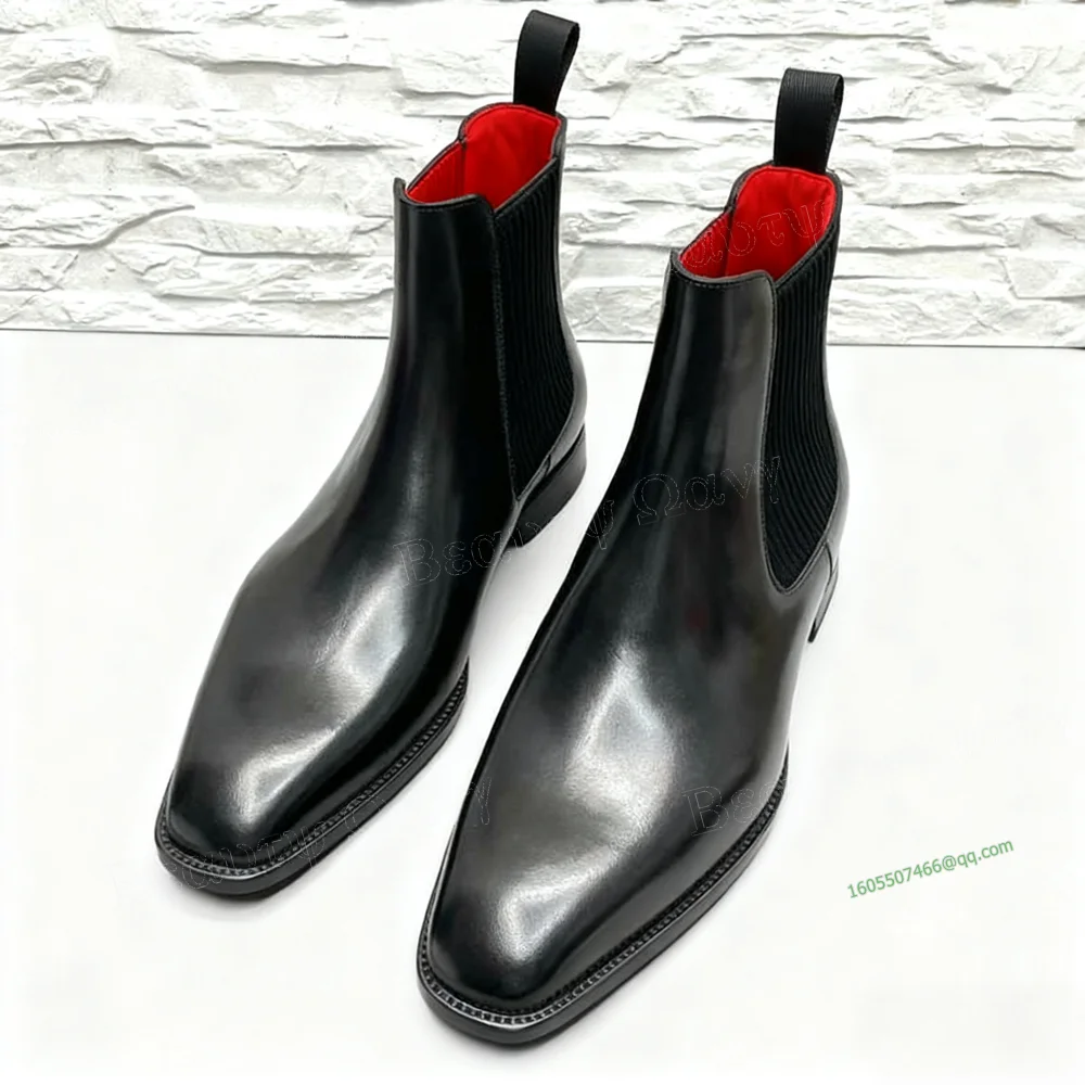 

Black Red Inside Oil Like PU Men Dress Shoes Ankle Men's Dress Shoes Gentlemen Slip on Party Shoes Big Size 47 Sprig Autumn