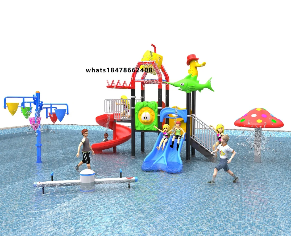 Customized Commercial Water Playground Equipment Kids Plastic Water Spray Slide for Swimming Pool