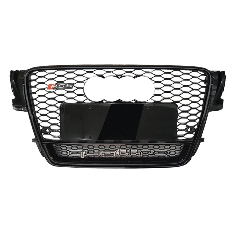 Auto RS5 front grille for Audi A5 S5 ABS material honeycomb grill with quattro for Audi A5 S5 B8 2009 2010 2011