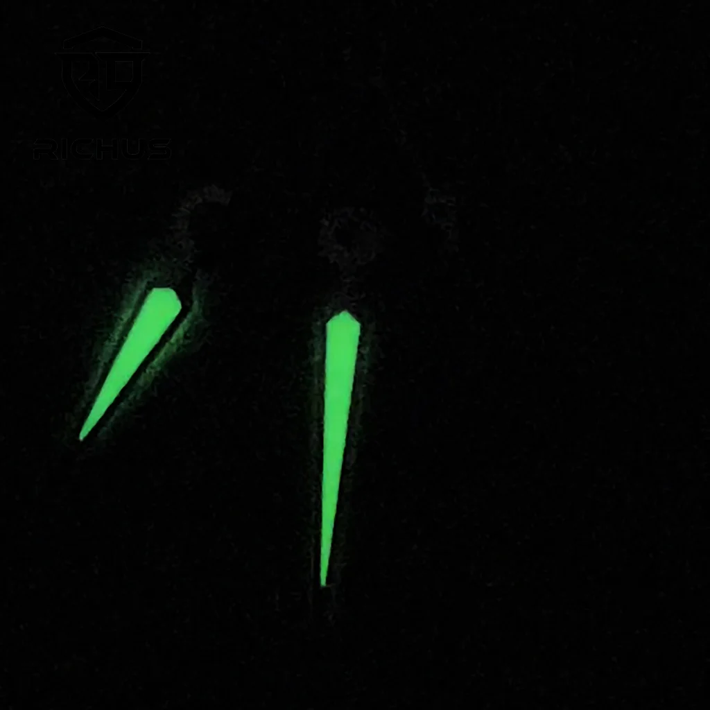 RICHUS NH35 시계 바늘 실버 시계 바늘 녹색 빛나는 맞춤 NH34 NH35 NH36 무브먼트