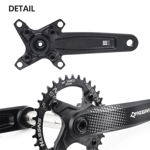 Imagen 2 del producto PROWHEEL-platos y bielas MPV para bicicleta de montaña, brazos de manivela Hollowtech, bielas integradas para bicicleta de montaña, 104 Bcd 32/34/36T