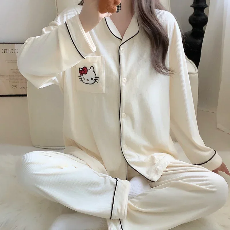 HelloKitty pajamas new winter coral fleece two-piece women's suit women's clothing Sanrio loungewear Hello Kitty women's pajamas