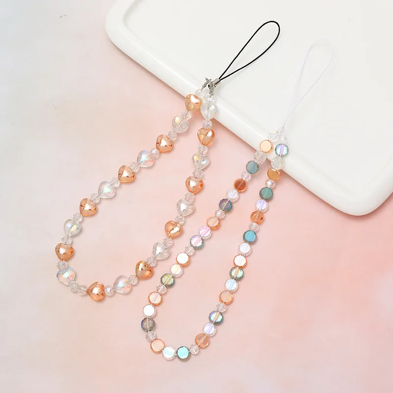 

Круглая хрустальная цепочка для телефона, чехол для телефона, кулон, короткий стиль с любовью из бисера