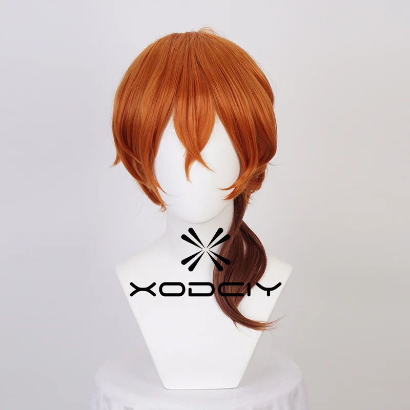 High Quality Anime Chuya Nakahara Chuuya Cosplay Wig 55cm Orange Gradient Cos Wigs Heat Resistant Hair Party Wigs Wig Cap