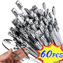 60/20Pcs Stainless Steel Cable Ties Multi-Purpose Self Locking Fastening Ring Wrap Wire Ties Organizer Home Hardware Accessories