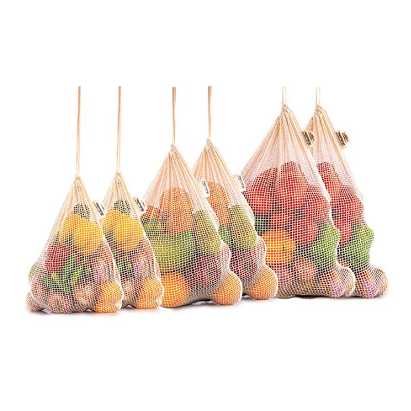 Reusable Produce Bags Organic Cotton Vegetable Bags Mesh Bags With Drawstring Home Kitchen Fruit And Vegetable Storage