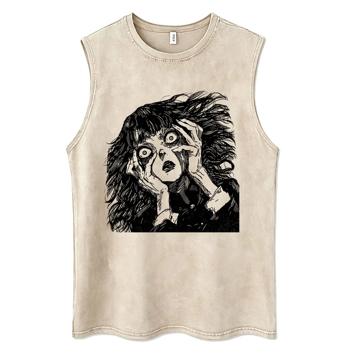 Anime Junji Ito Souichi Vintage Washed Tank Tops Men Women Casual Manga Horror Sleeveless Vest T-shirt Male Oversized Cotton Tee