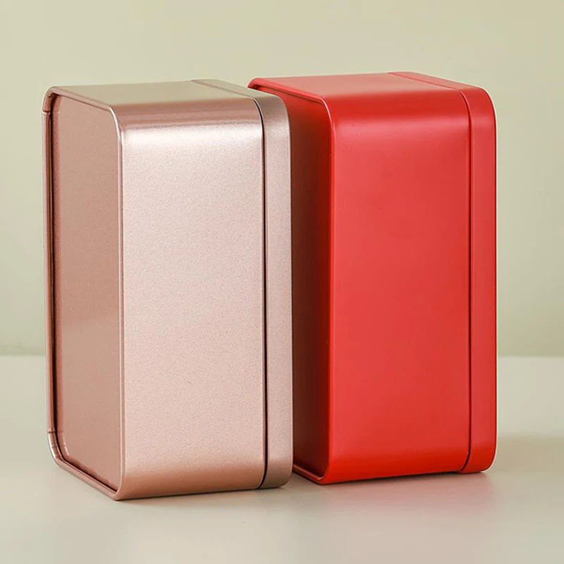 1 قطعة صندوق القصدير مع غطاء Soild صندوق بطاقات ملون بسيط صفيح علب فارغة مستطيلة علبة الحلوى كوكي جرة الحاويات تخزين المنزل