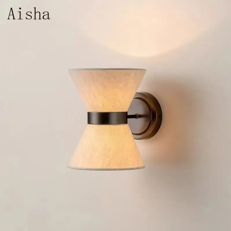 Fabric Wabi Sabi  Wall Lamp Designer Simple Retro Living Room Bedroom Bedside Aisle Japanese Homestay LED Bracket Light