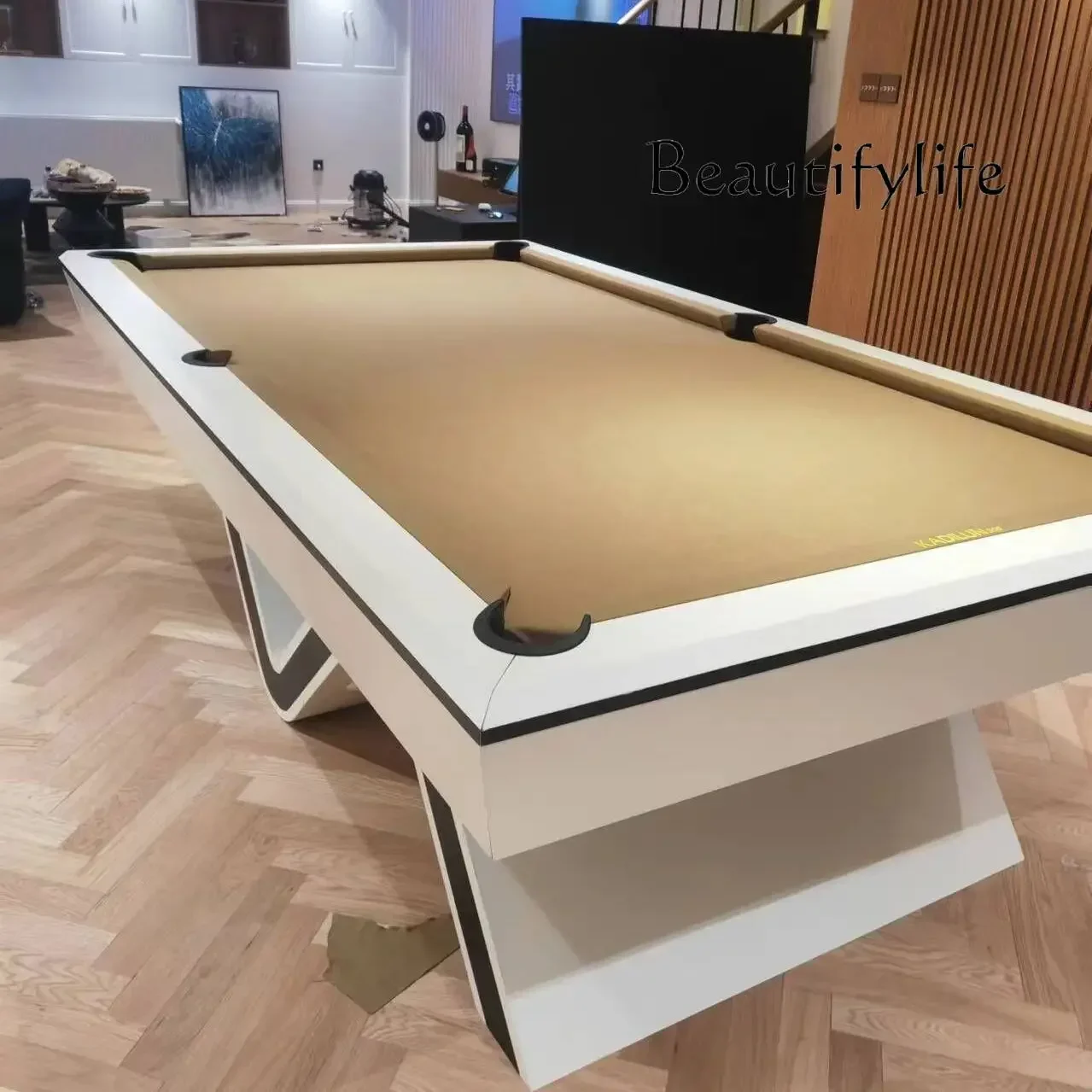 S C Billiards Table Standard Adult Billiard Table 2-in-1 Solid Wood Villa Black Eight American Fancy Marble Slab