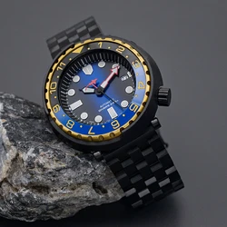 Black Tuna Case Watch Seiko Mod Wristwatch Waterproof Sapphire Crystal NH35 NH36 Movement Luminous Dial Diving Men Watch Parts