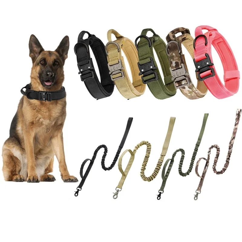 Pet Collar Anti-impact Elastic Traction Rope Outdoor Tactical Dog Collar Special Collar for Medium and Large Dogs