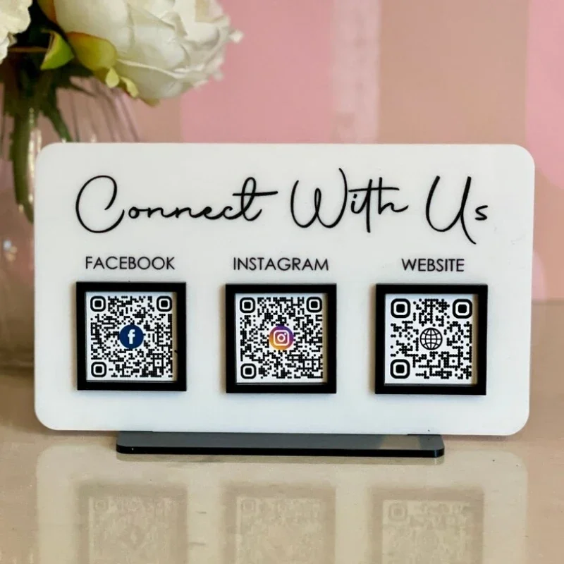 

Custom 3 QR Code,Scan To Pay Sign,Social Media Sign,QR Code Sign, Google Sign,Instagram Qr,3 Code Sign,Leave A Review Sign