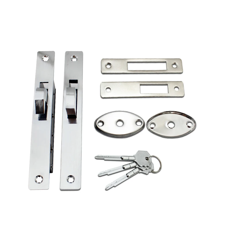 

Brand New 2PCS European Mortise Door Lock Aluminium Alloy Sliding Door Floor Lock Invisible Hidden Hook Lock+ 3 Keys