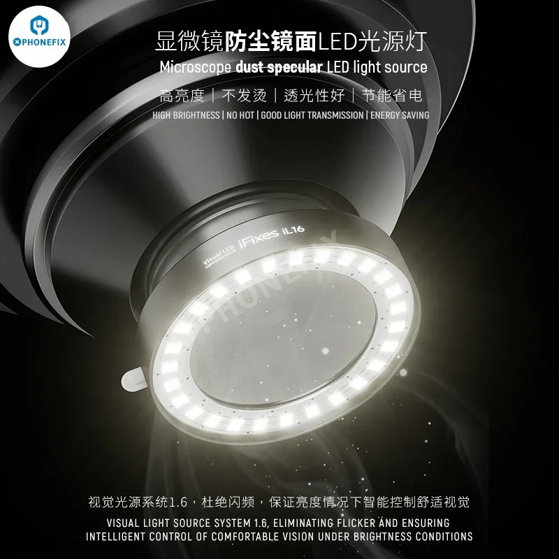 Imagem -04 - Usb Power Supply Led Microscópio Dust Proof Espelho Fonte de Luz 62 mm Diâmetro 27 Led Ajuste Lâmpada Brilho Ifixes-il16
