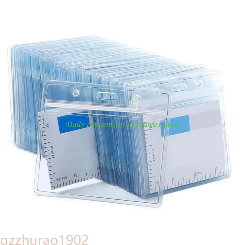 

97QB 100 Pcs Clear Card Badge Holders Waterproof Card Holder Name Badge Holders