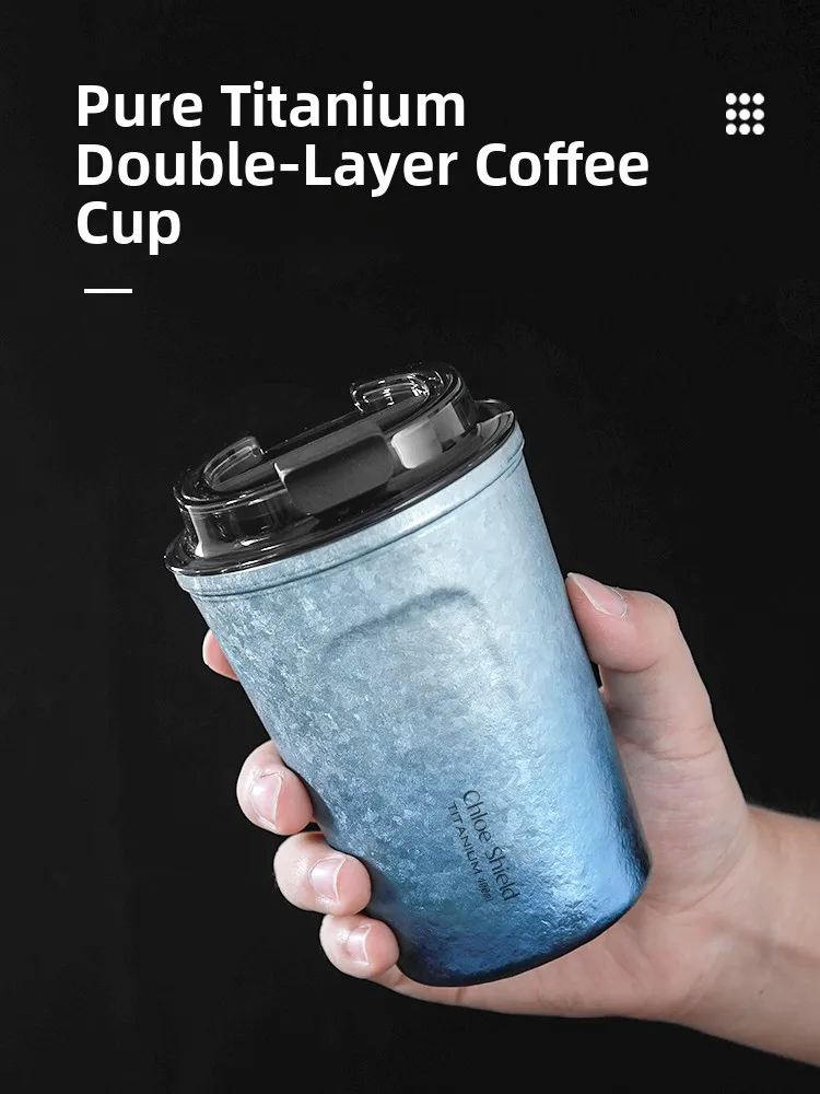 

KouDun Pure Titanium Insulated Water Bottle Portable Outdoor Cam Tea Brewing Car Mounted High End Double Layer Cup