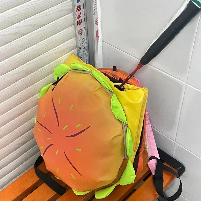 Badminton Racket Bag Girls Tennis Racket Bag High Aesthetic Value Fashionable Cute Hamburger Backpack Bag Sports Storage Bag