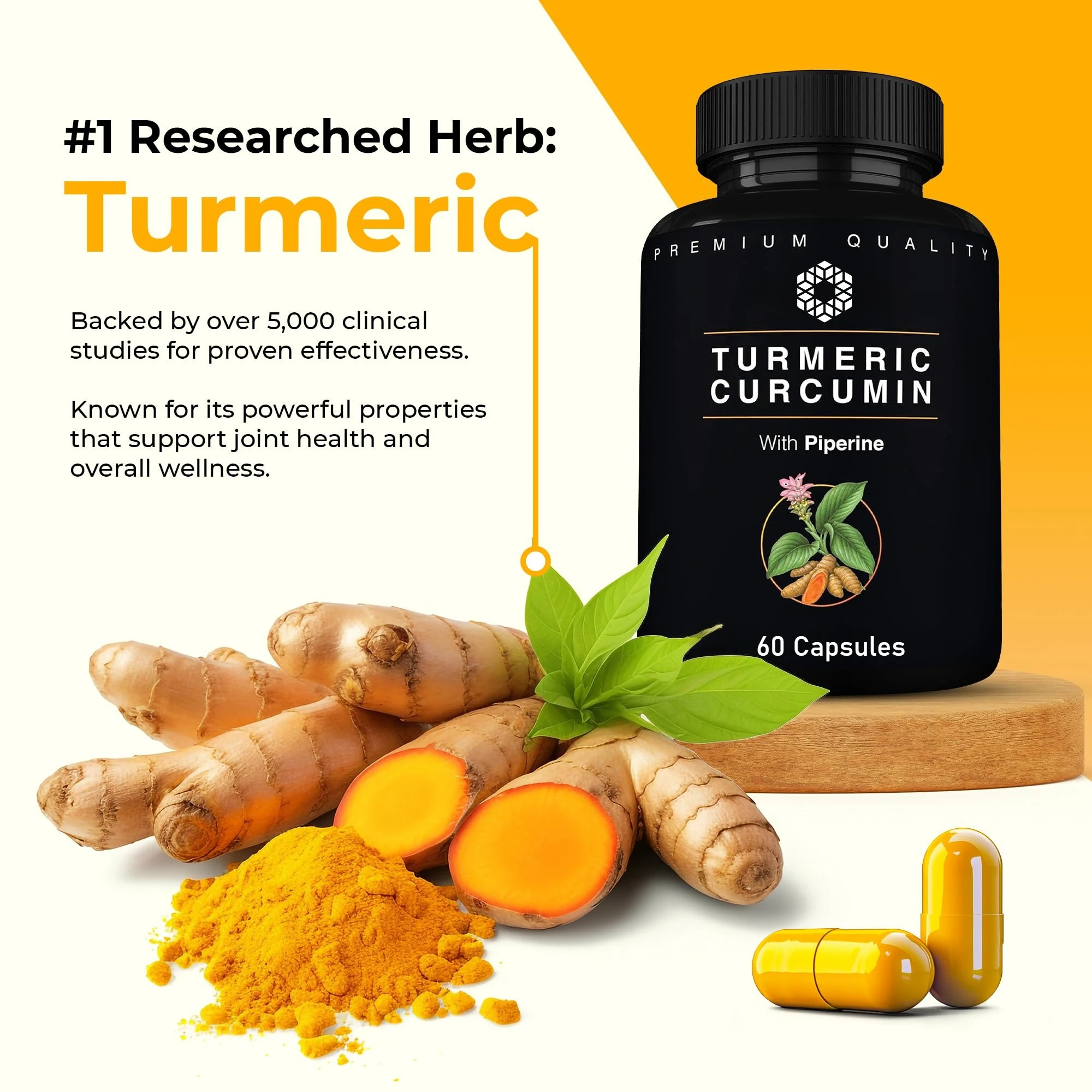 Turmeric Curcumin with Ginger & Black Pepper， High Absorption & Potency - Joint Support Supplement
