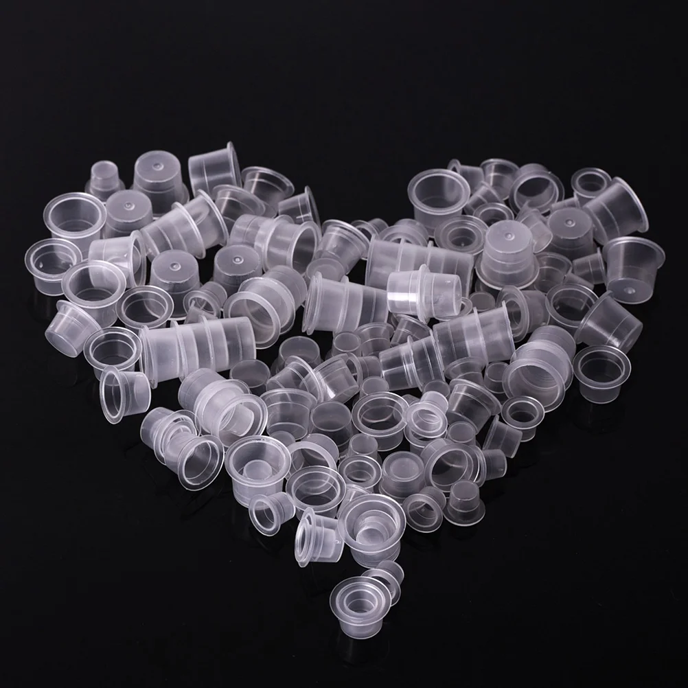 1000pcs Ink Caps Disposable Ink Cups Permanent Eyelash Makeup Eyebrow Tattooing Pigment Container Kits Supplies 8mm Size S