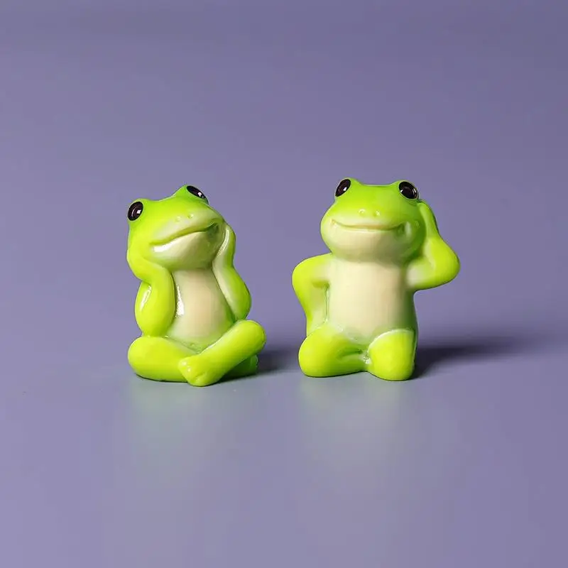 C 6Pcs New Mini Resin Frog Figurine Set With Various Relaxing Poses Perfect For Fairy Garden Desktop Potted Plant Decor