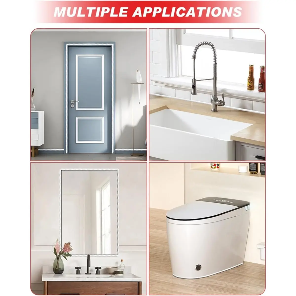 

16,4-футовая литая отделка, с набором инструментов для разглаживания и лентой для уплотнения, для украшения дома в рамке зеркала в ванной комнате